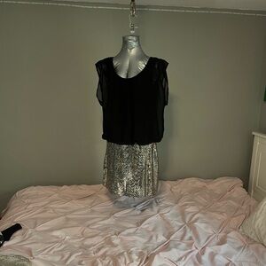 Love Reign Black Top with Silver Sequin Mini Skirt